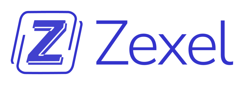 Imagotipo Zexel horizontal en color persian blue